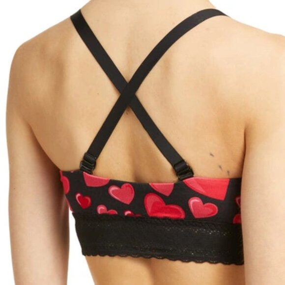 MeUndies® Lace Trim Longline Bralette In Red Hearts 3XL - Picture 3 of 6